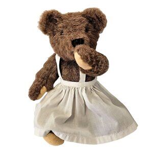 1955 Handmade Plush Brown Bear Articulating Head Limbs Dress Pinafore Pantaloons